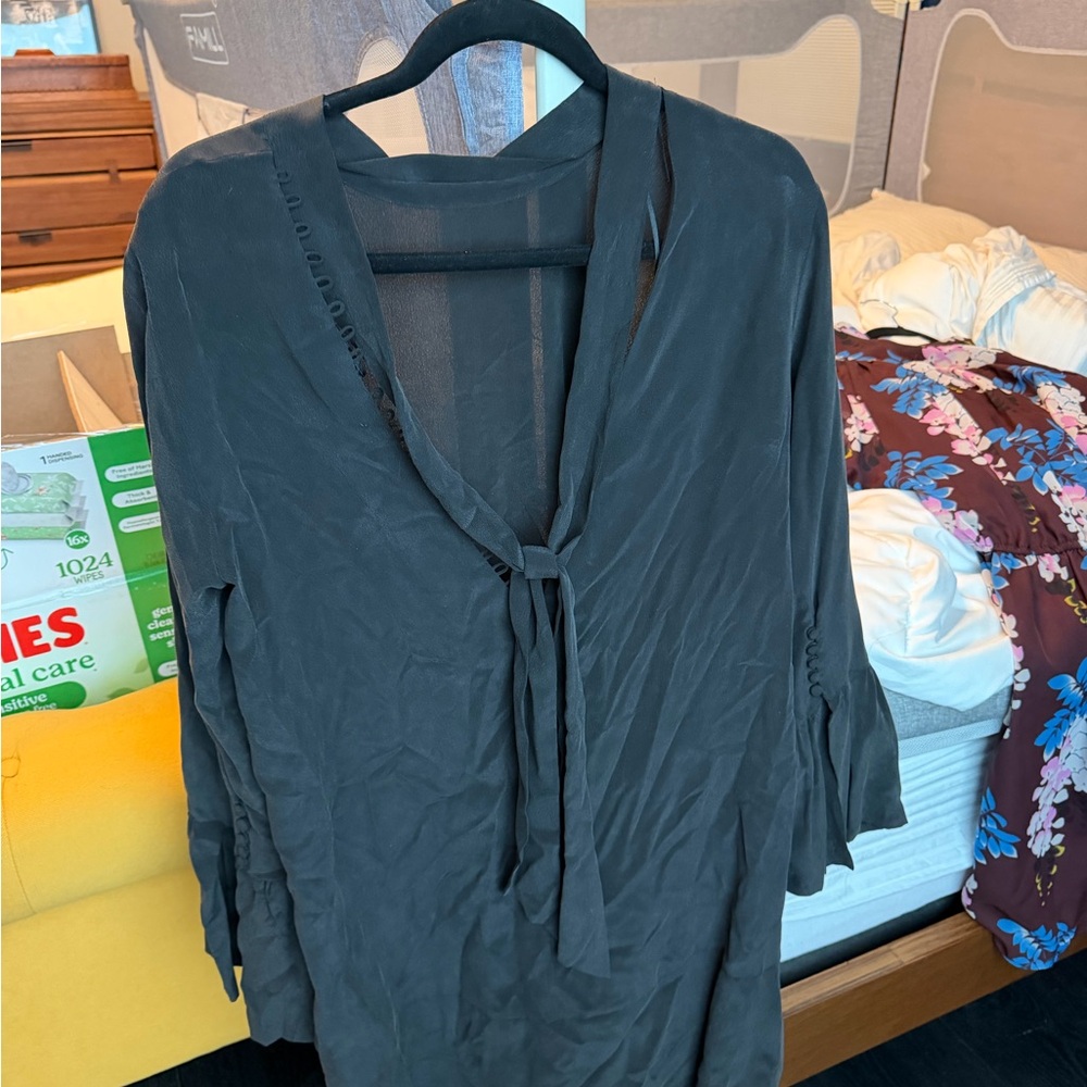 Black Silk Tie-Back Dress